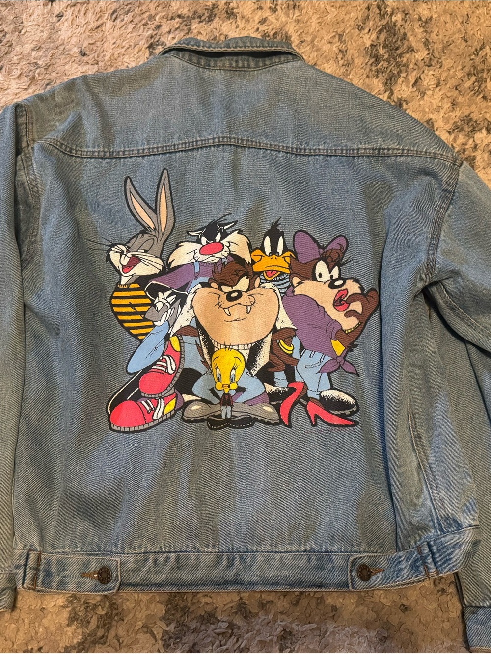 Vintage 1990’s Looney Tunes Graphic Denim Jacket - Blue mens large